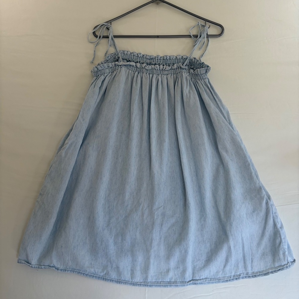 Show Me Your Mumu Angel Mini Dress Light Chambray Blue Linen Tencel Small - Picture 2 of 10